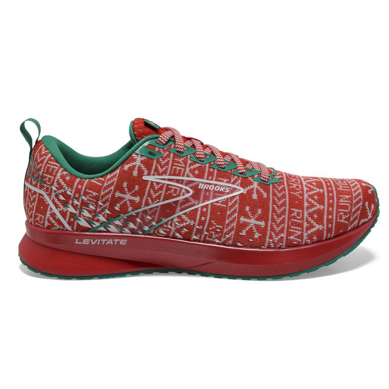 Brooks Men's Levitate 5 Road Running Shoes - Red/White/Green (FBPQ16240)